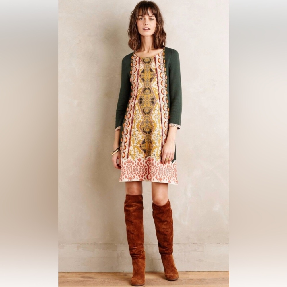 ✨Anthropologie Knitted & Knotted Lanka embellished& embroidered knit dre…